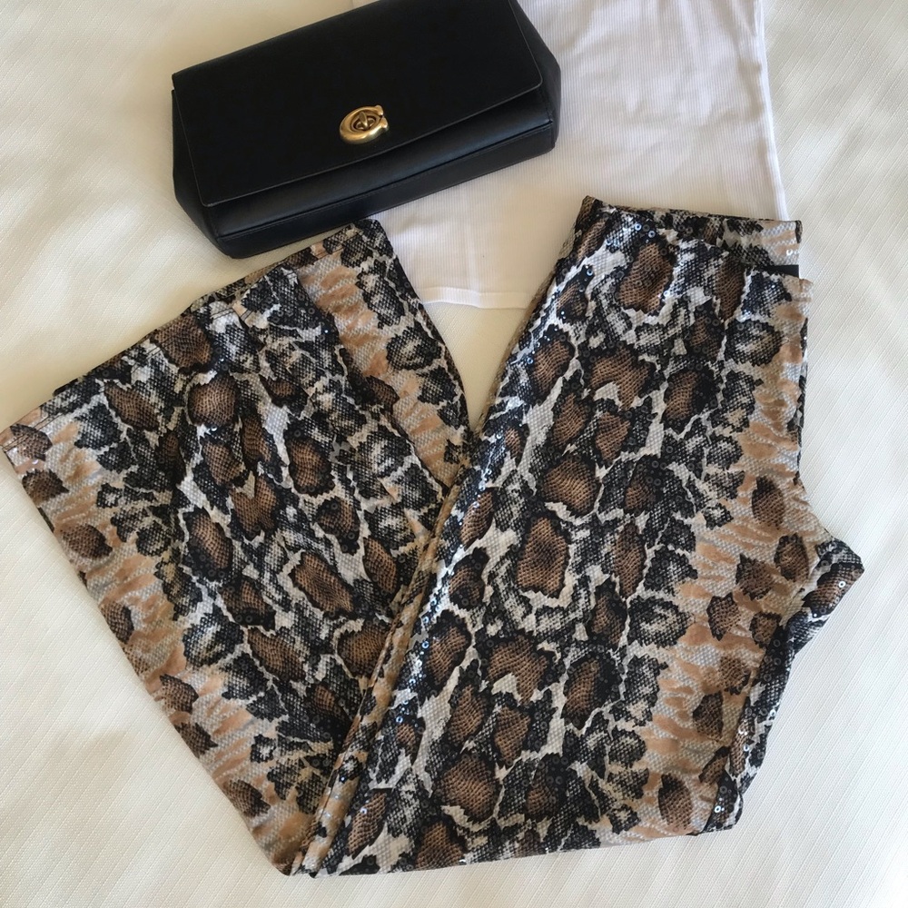 Ariella Snakeskin Sequin Pants, Animal Print